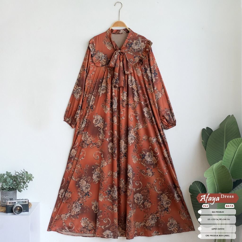 Afaya Dress Wanita Muslim Silk Motif Bunga