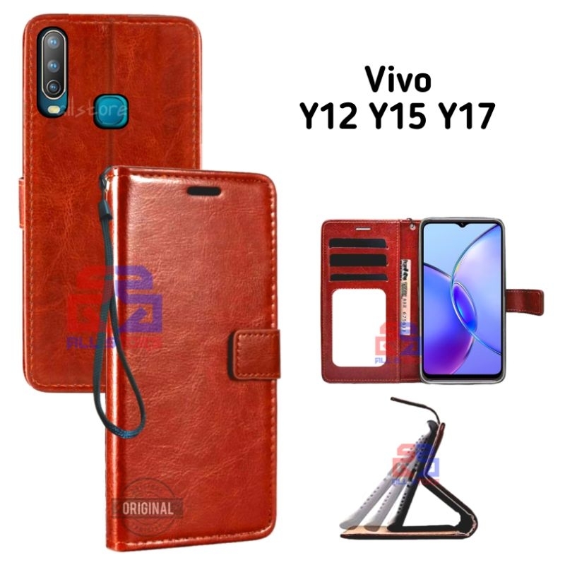 Vivo Y17 (1902), Vivo Y15 (1901), Vivo Y12 (1904), Vivo Y11 Y12i (1906) LEATHER CASE SARUNG HP Flip 