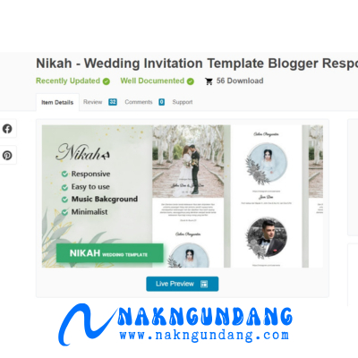 Template Blogger Blogspot Undangan Digital Website Nikah Pernikahan Tanpa Domain & Hosting