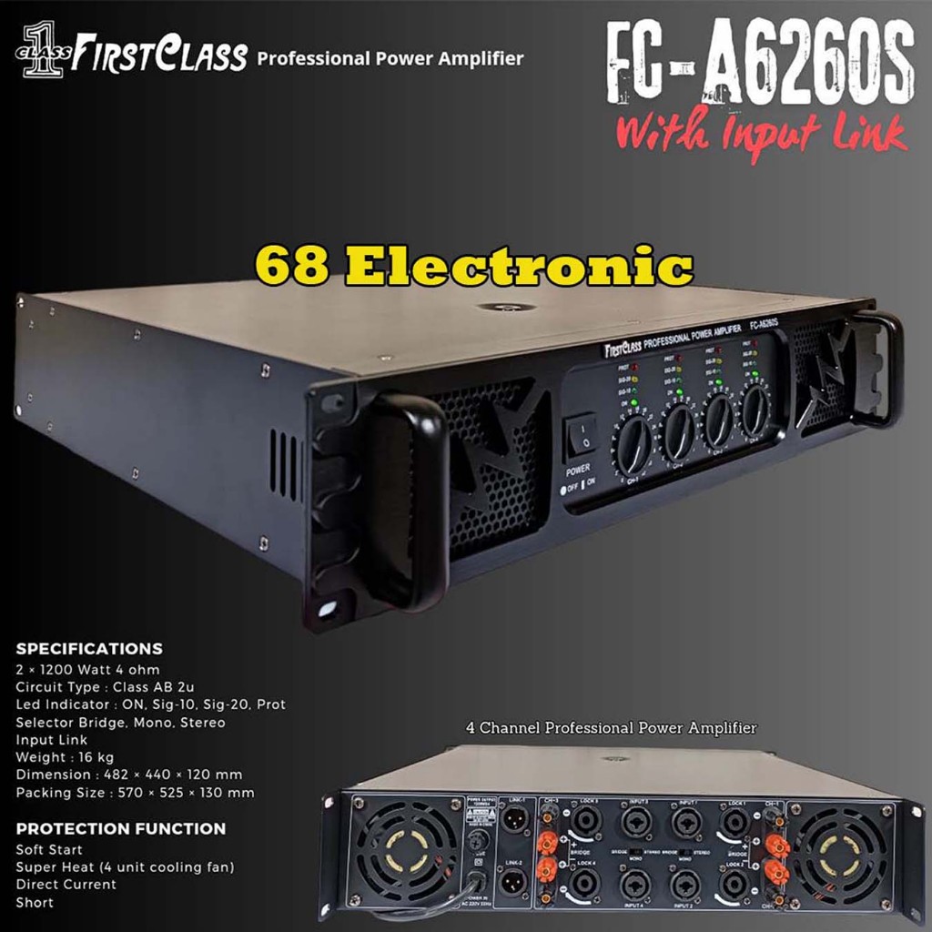 Firstclass Power Amplifier  fc a 6260s FC A6260S FC-A6260S FC A6260 S fca6260s  4 Channel -Profesion
