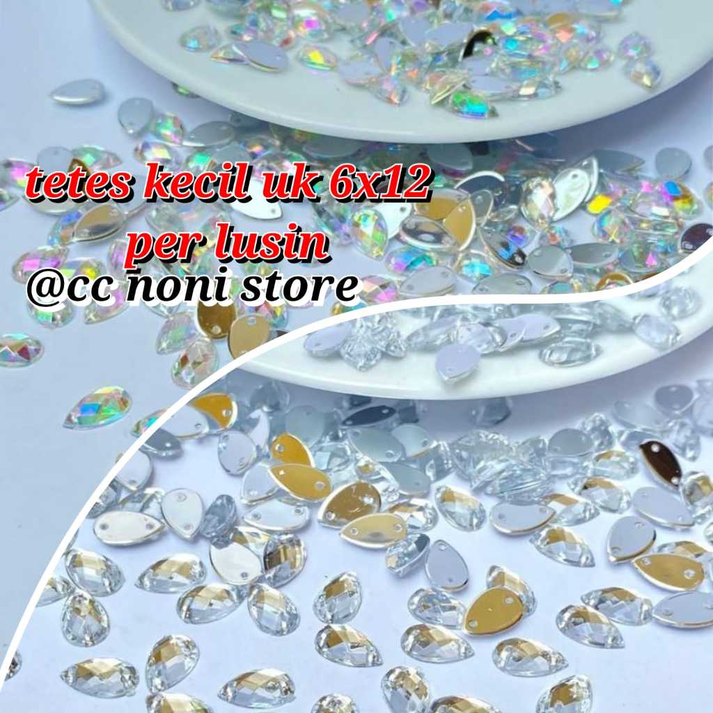 payet manik kristal diamond jahit tetes kecil manik grade A premium 6x12 perlusin