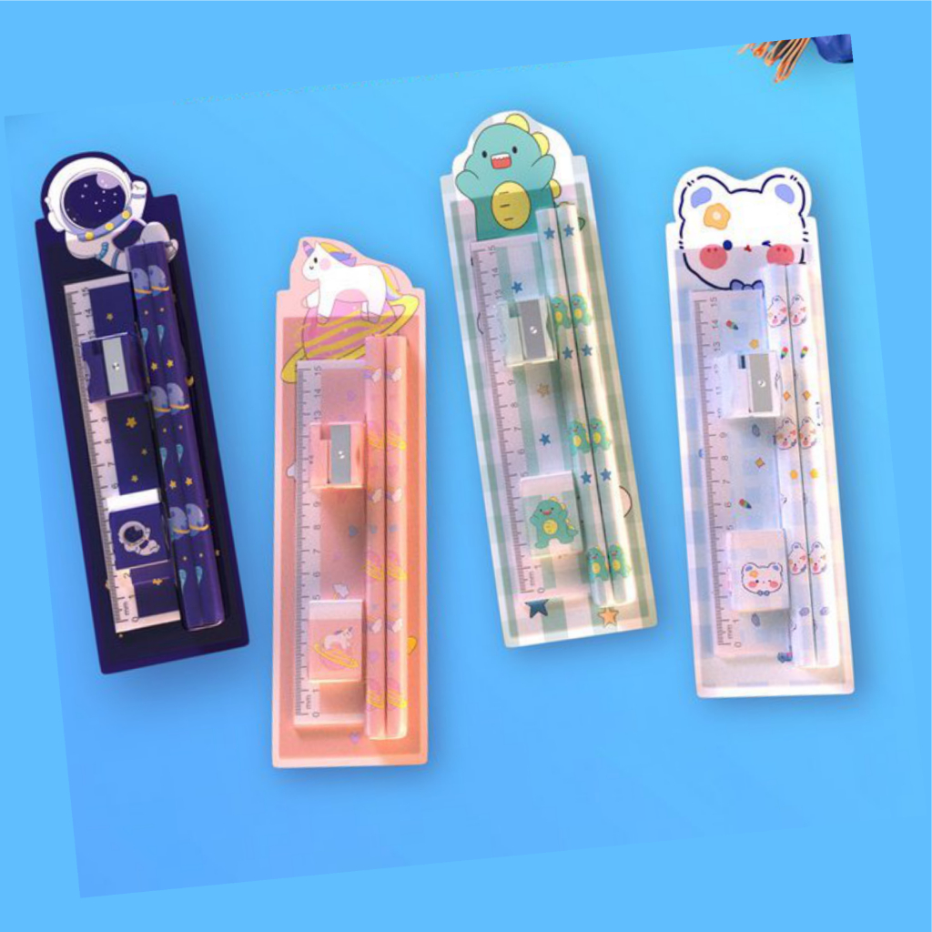 

5in1 Set Alat Tulis Pensil Dan Penghapus Untuk Sekolah Anak Lucu