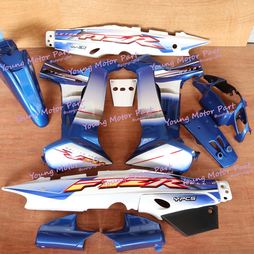 Cover Bodi Full Set Body Fizr Fiz R Full Clutch Biru Putih