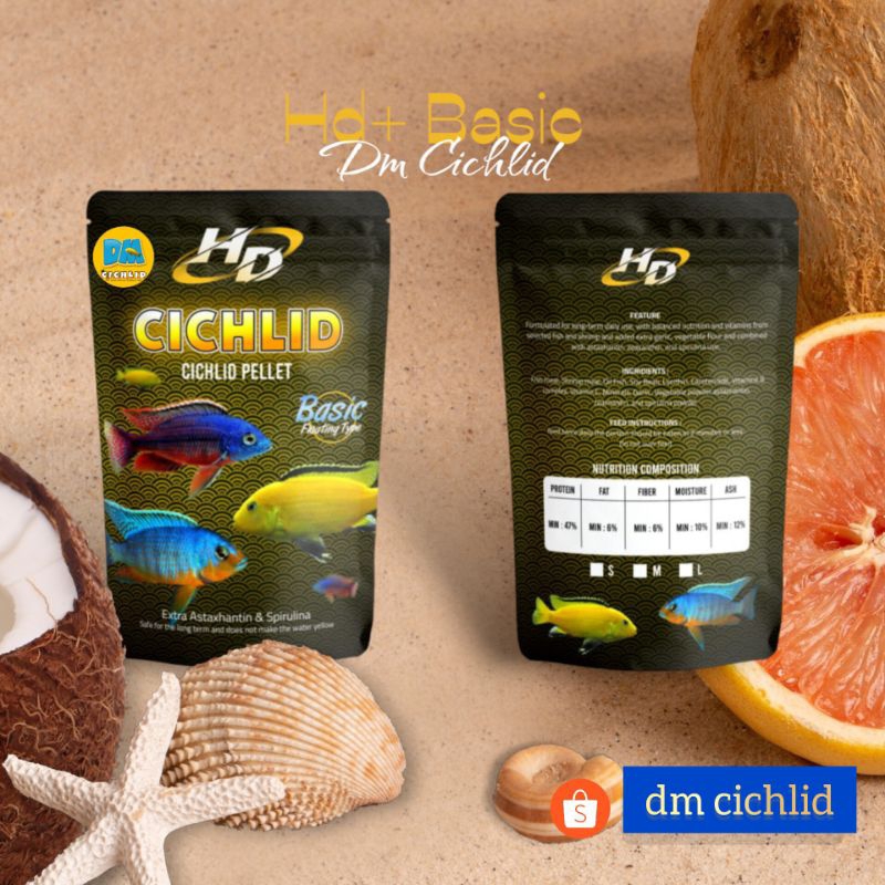 pellet ikan pakan ikan cichlid hd+ basic