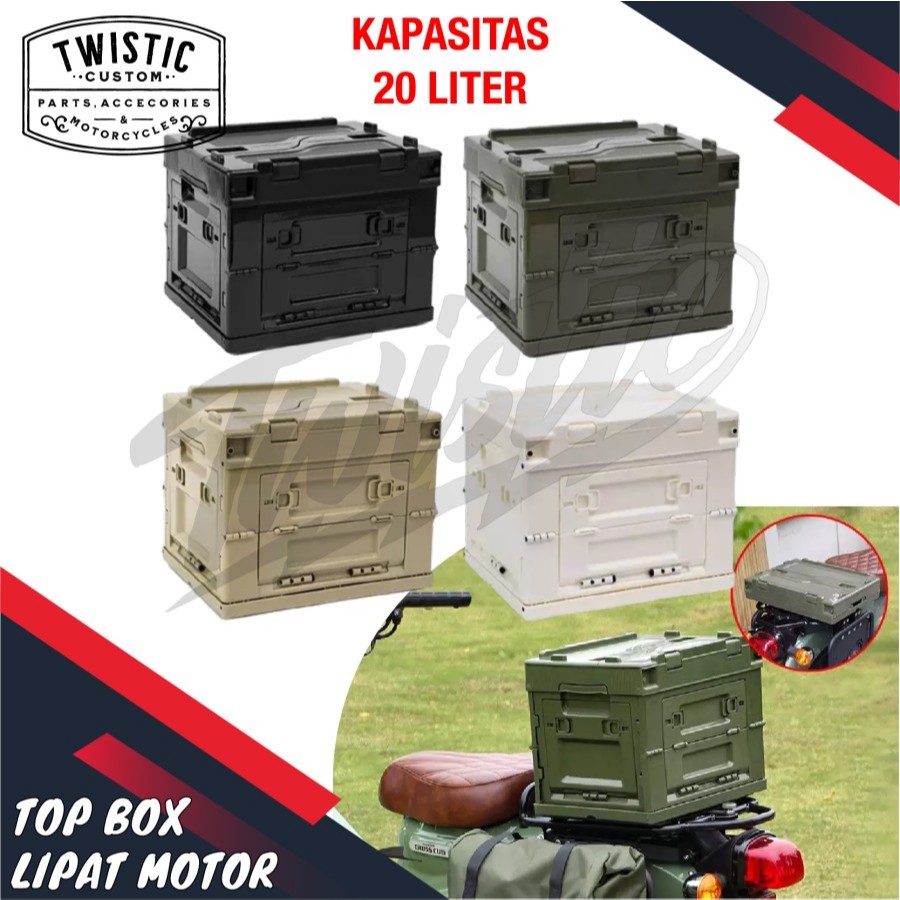 Top Box Belakang Lipat 20L Liter Motor Honda CT110 Street Cub Super Cub Universal Custom Touring