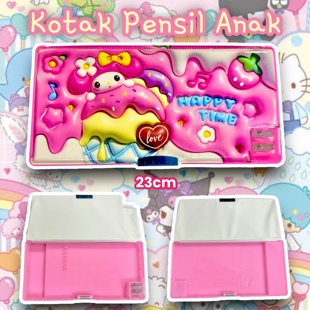 

Kotak Pensil Rautan 3D anak gambar Sanrio Kuromi Melody Cinamorol kotak pensil Mekanik Anak Sekolah Mekanik Multifungsi Serbaguna Fullset Penggaris Gunting Original