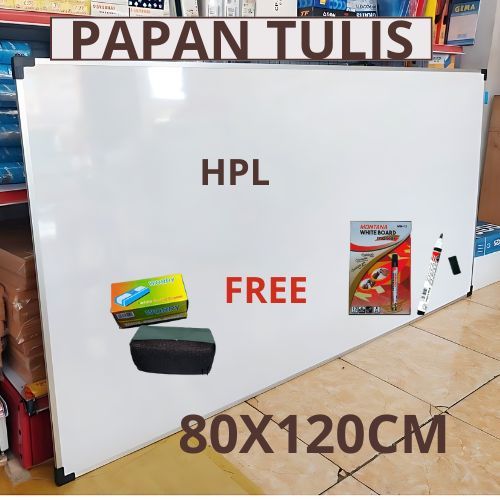 

Papan Tulis 80X120 CM whiteboard besar GRATIS SPIDOL DAN PENGHAPUS