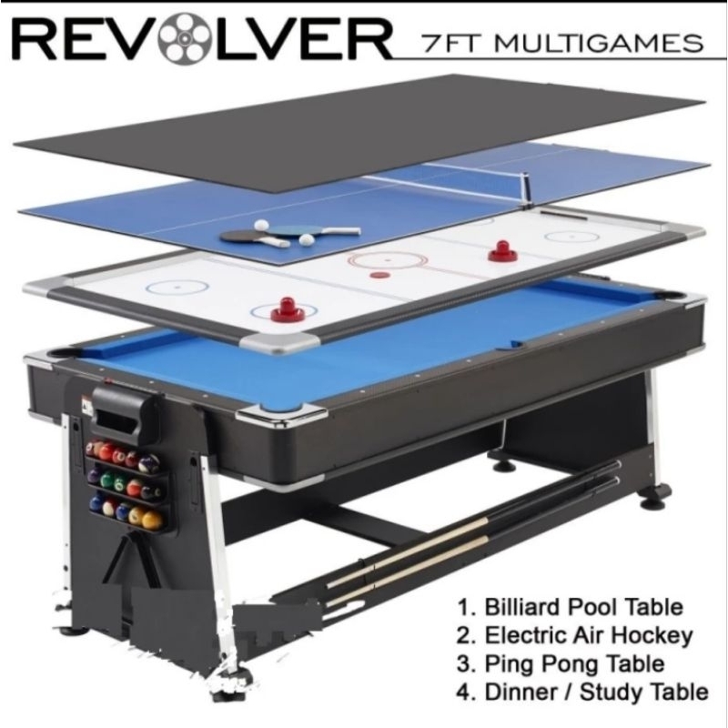 Meja Billiard 7ft 3-in-1 Billiard, Ping Pong, Air Hockey(SECOND)