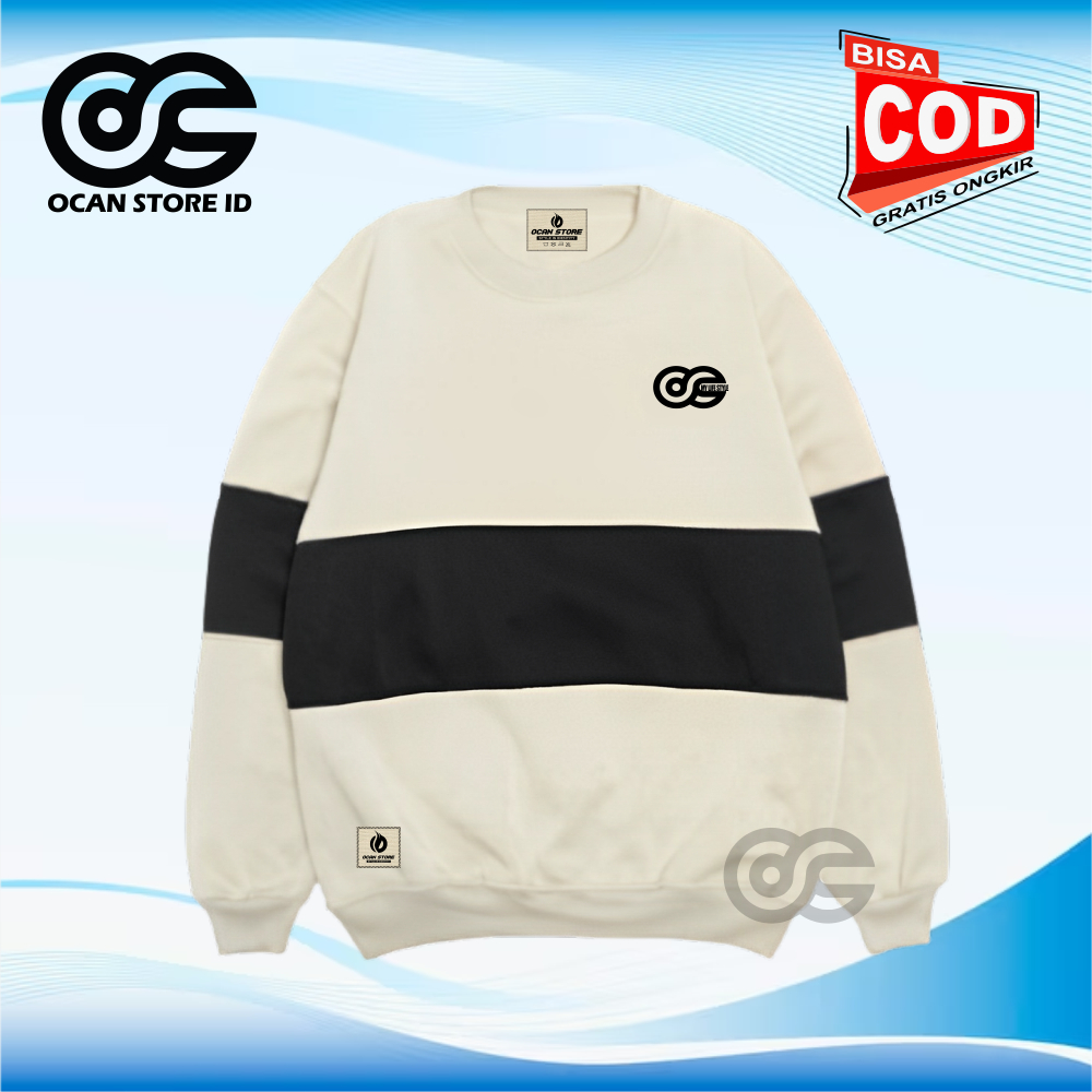 Ochan Sweater Crewneck kombinasi pria wanita distro sablon  logo Bahan Tebal Adem Hudi Unisex Ori