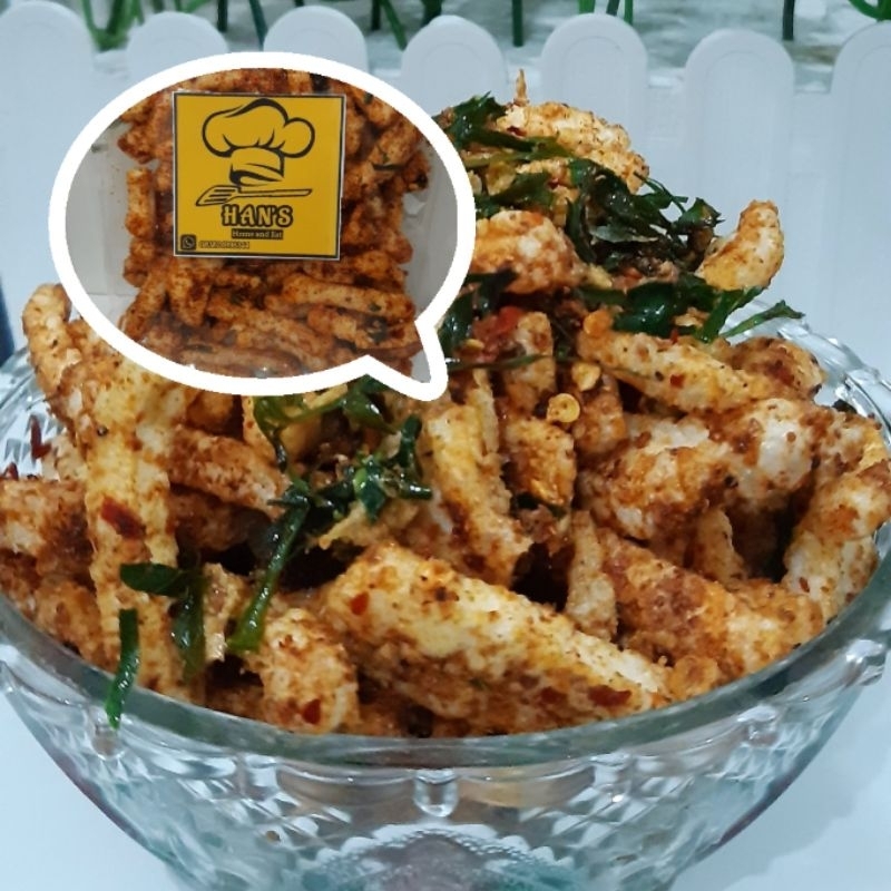 

basreng/basreng kerupuk/cemilan kerupuk basreng/pedas extra daun jeruk