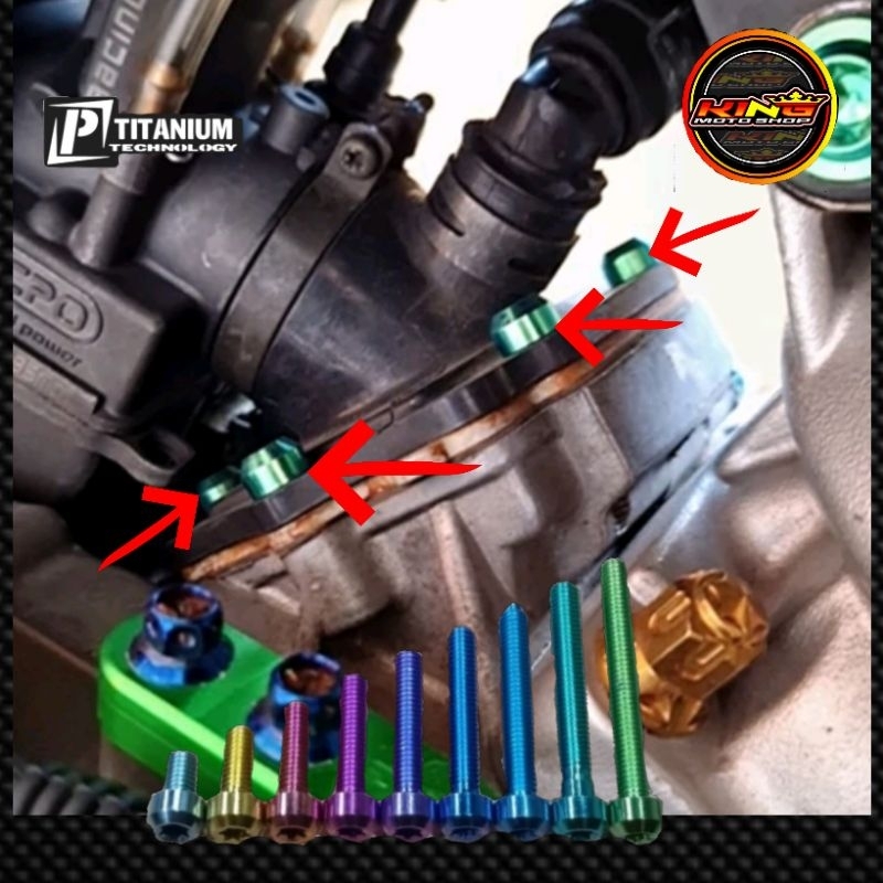 baut titanium intek intake manifold ninja r ninja rr titanium satu set  satu set 6 biji