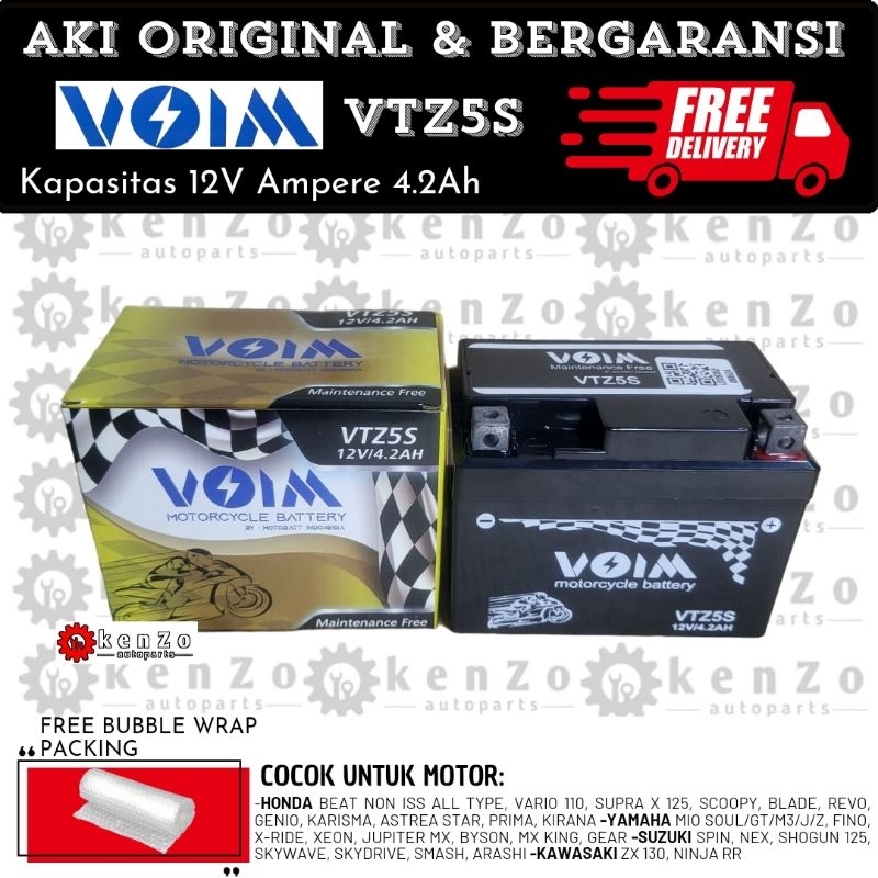 [Gratis Ongkir] [Original] Aki Murah Motor Yamaha Mio Soul Gt M3 J Xeon Jupiter Mx Voim VTZ5S