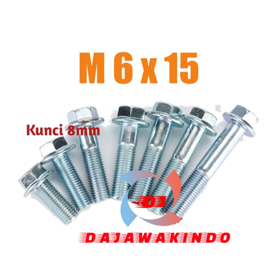 Baut Flange Kunci 8 / Baut Flange M6 x 15 / Flange Bolt
