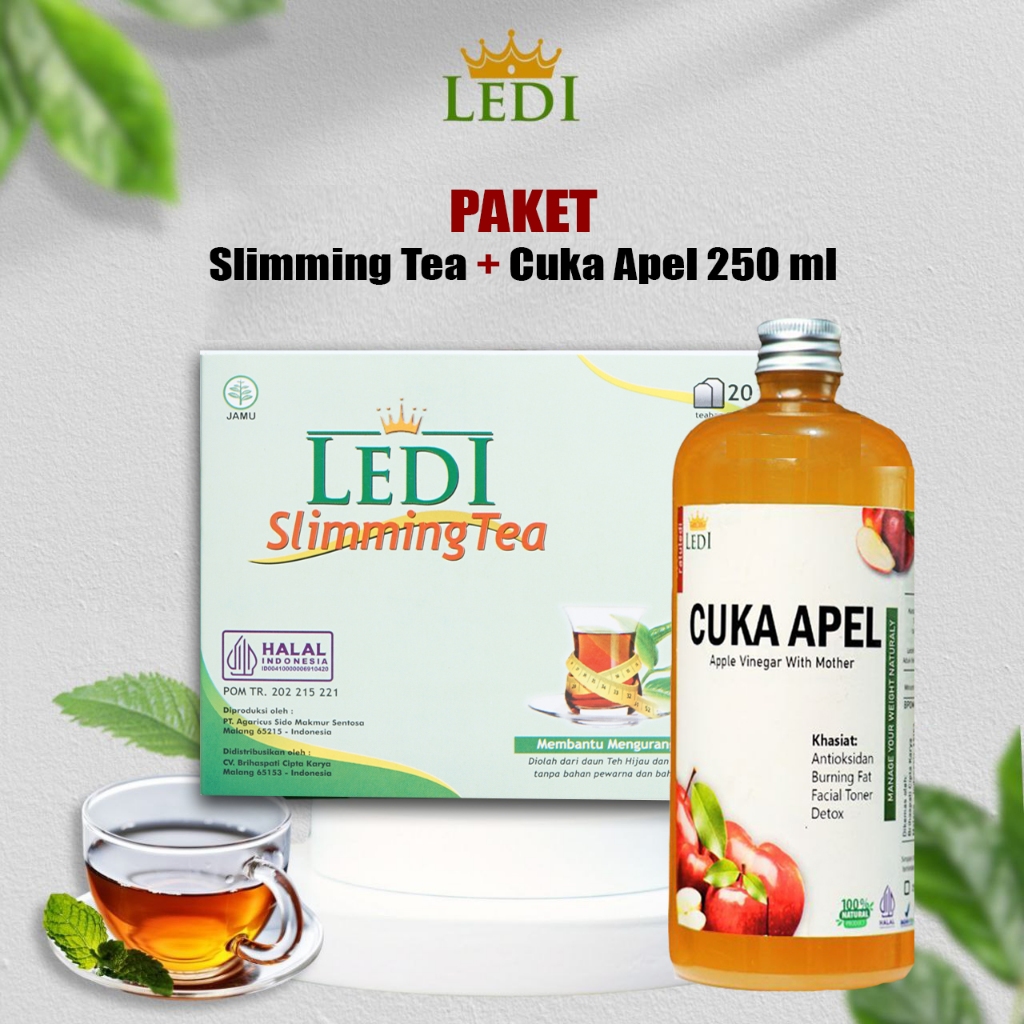 

PAKET CUKA APEL 250 ML + LEDI SLIMMING TEA 100% ORIGINAL BPOM