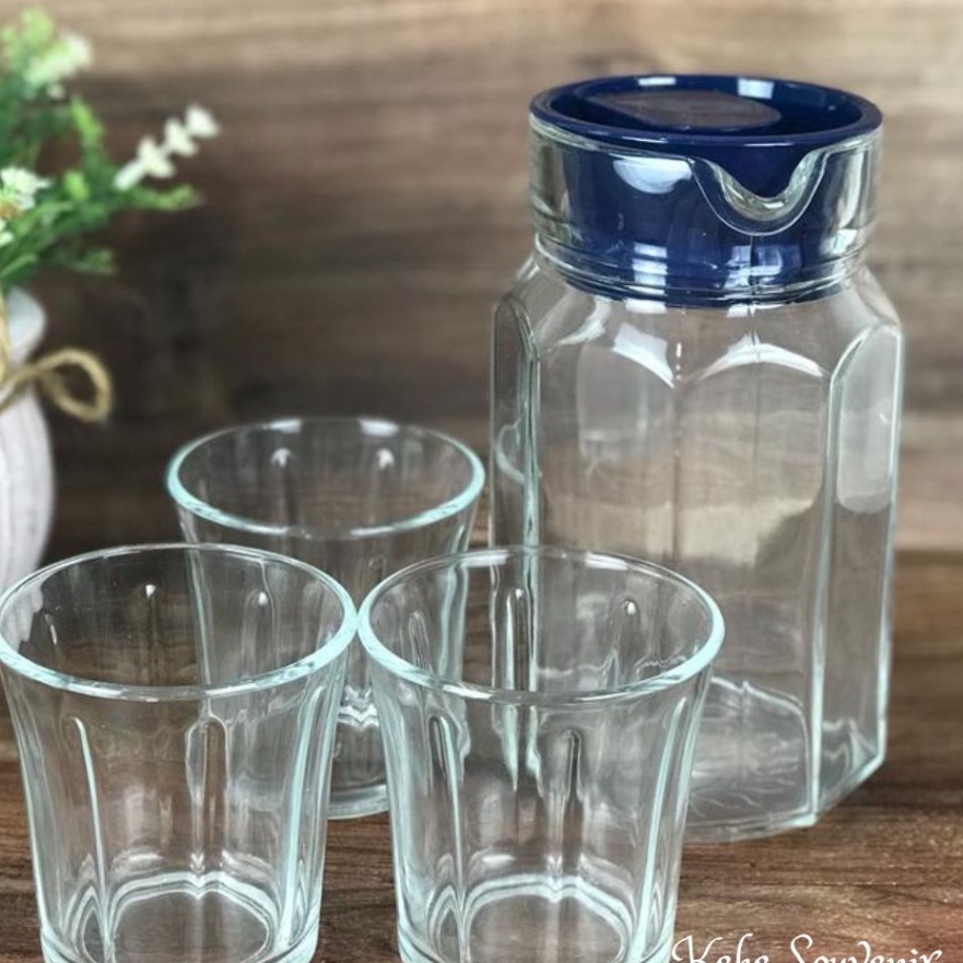 HJ6 Pitcher Set 4 in 1 Import Sudah Termasuk Gelas  Dus Importir  Teko Kaca Set  Set Peralatan Saji 