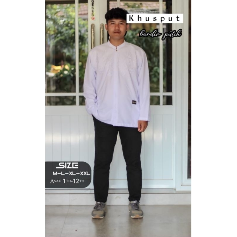 Baju Koko Ayah dan Anak Khusus Putih PJG