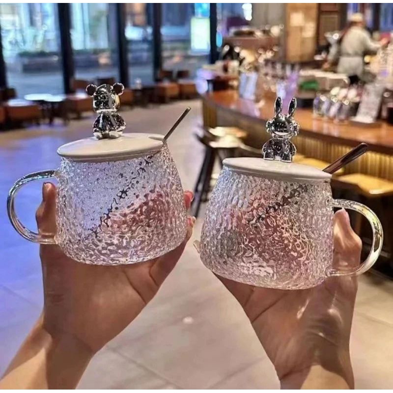 Gelas Beruang Dengan Box / Gelas Kopi / Gelas Kaca / Gelas Minum / Gelas Kristal / Gelas Mewah / Gel