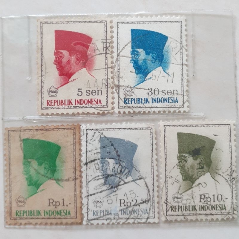 

(A) Perangko Indonesia Presiden Soekarno 1966 Tahun 1966 set 5pcs