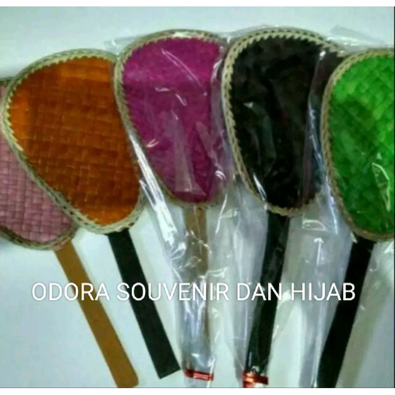Souvenir Pernikahan / Khitanan kipas pandan bonus kartu ucapan terimakasih