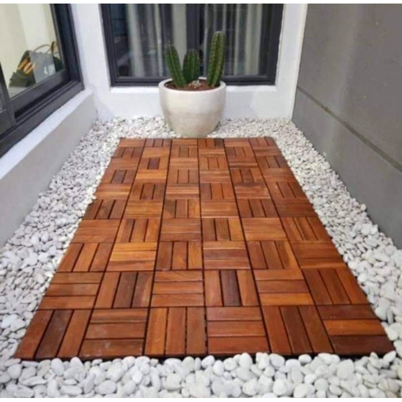Decking Natural 30x30 - Decking Kayu Untuk Lantai - Decking Kayu Jati