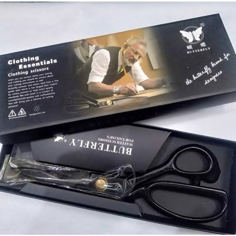 

KODE E74A ORIGINAL Gunting Bahan Kain Butterfly Baja Hitam 8 9 1 Inch