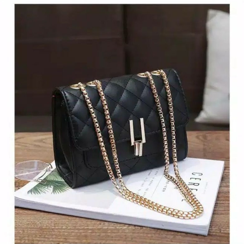 AMORA GOLD - Tas Tali Rantai Wanita Premium Bahan Sintetis Import Murah Berkualitas