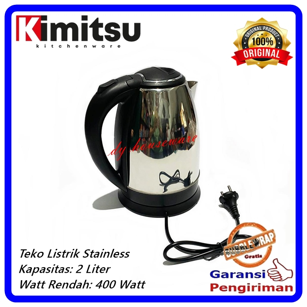 Teko Listrik Elektric Kettle Stainless Ceret Listrik 2 Liter Kimitsu