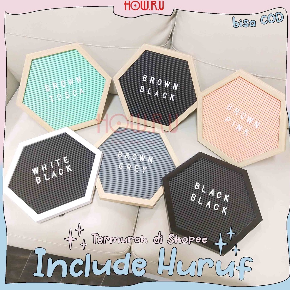 

KODE L13K HOWRU Hexa Letter Board Sudah Include Huruf Papan Nama Bayi Papan Menu Dekorasi Rumah Viral 28x3 cm