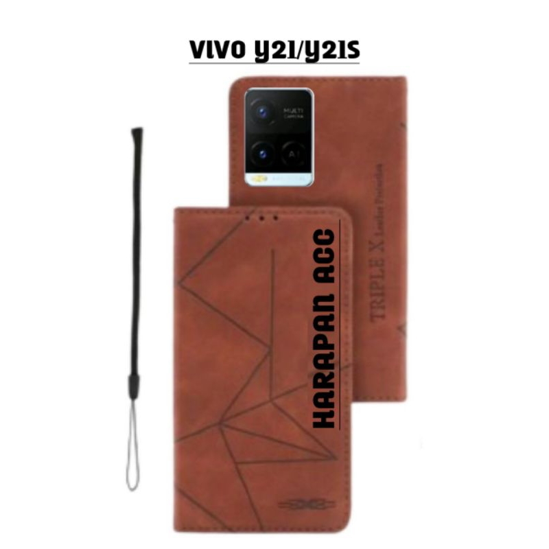 Case Vivo Y21/Y21S Flip Cover Wallet Sarung Hp Casing Dompet Flip Magnet