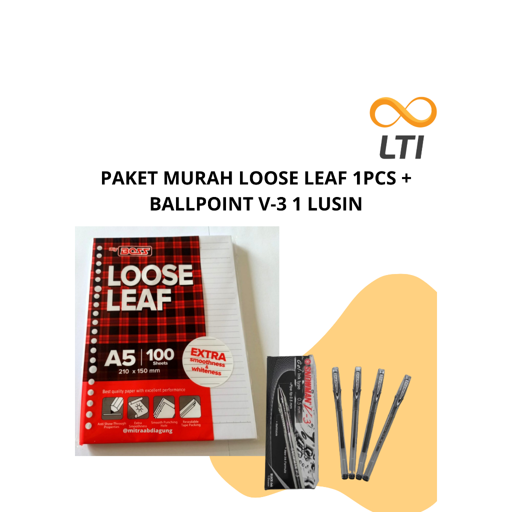 

PAKET MURAH LOOSE LEAF 1PCS + BALLPOINT V-3 1 LUSIN