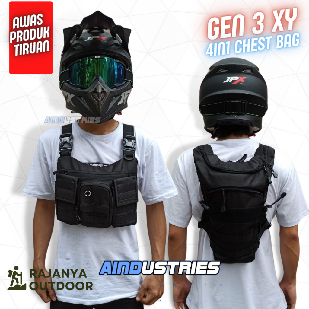 Tas Rompi Pelindung Dada Gen 3 Waterproof Hitam Depan Belakang tas Army Accoris Perlengkapan Kegiata