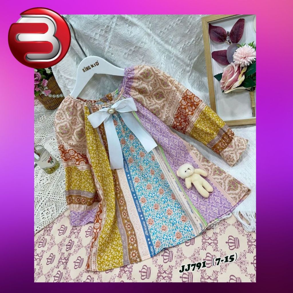 BARAKOO-DRESS KING KID ANAK PEREMPUAN IMPORT PREMIUM JJ-791