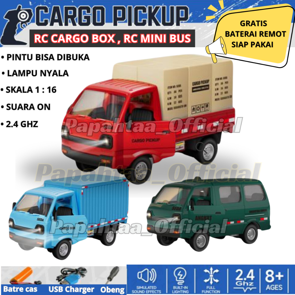 mobil remote kontrol rc pick up cargo truck car box suzuki carry bak