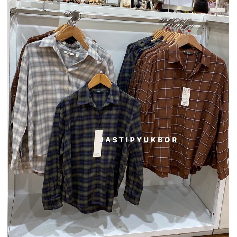 Woman Uniqlo New Kemeja Panjang Flannel Skipper