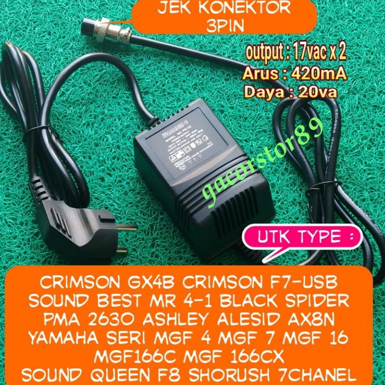 KODE E34F adaptor mixer 3 pin lubang untuk merk YAMAHA SERI MG SERIES BETAVO black spider PMX8M PMA 