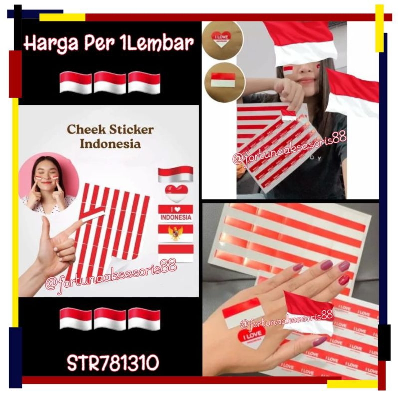 

(PERLEMBAR) TEMPELAN STIKER PIPI BENDERA MERAH PUTIH / STIKER MERAH PUTIH SUPPORT HUT RI 17 AGUSTUS / STIKER I LOVE INDONESIA / STR781310