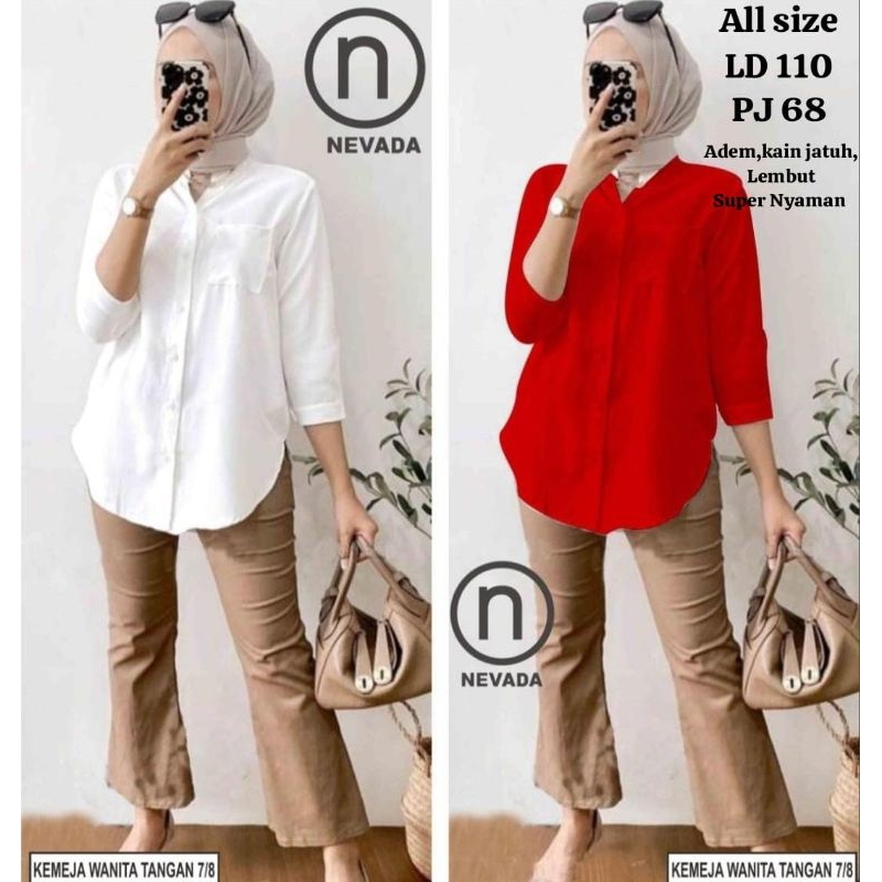 Kemeja Wanita Dewasa Spesial Merah Putih Original Brand Nevada