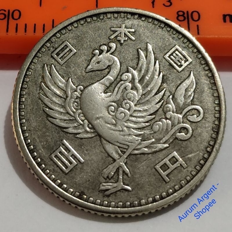SKK.31-- 1 PC KOIN PERAK KUNO ASLI 100 YEN - HIROHITO TH 1958. -- SILVER COIN --