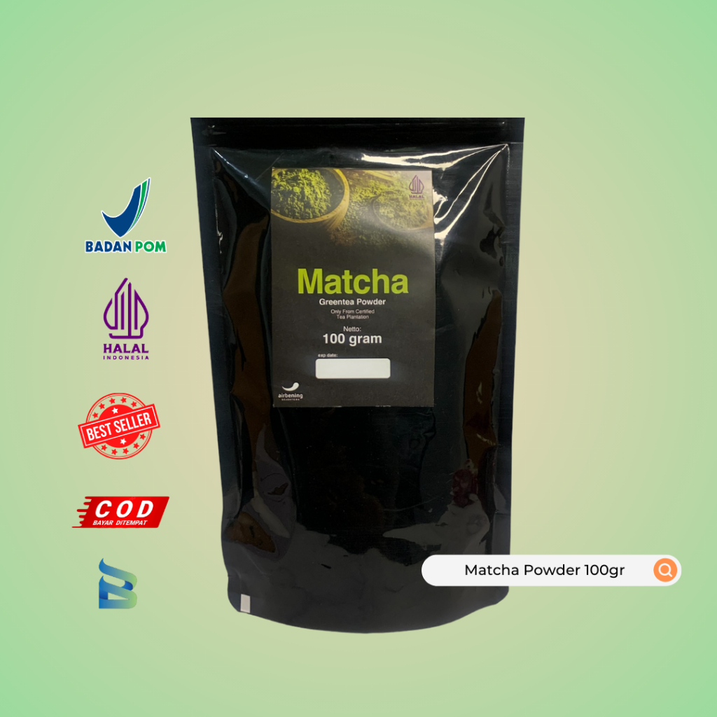 

Bubuk Minuman, PURE MATCHA POWDER TINGGAL SEDUH / bubuk minuman tanpa pewarna dan tanpa perasa kemasan 100gr. BSS POWDER