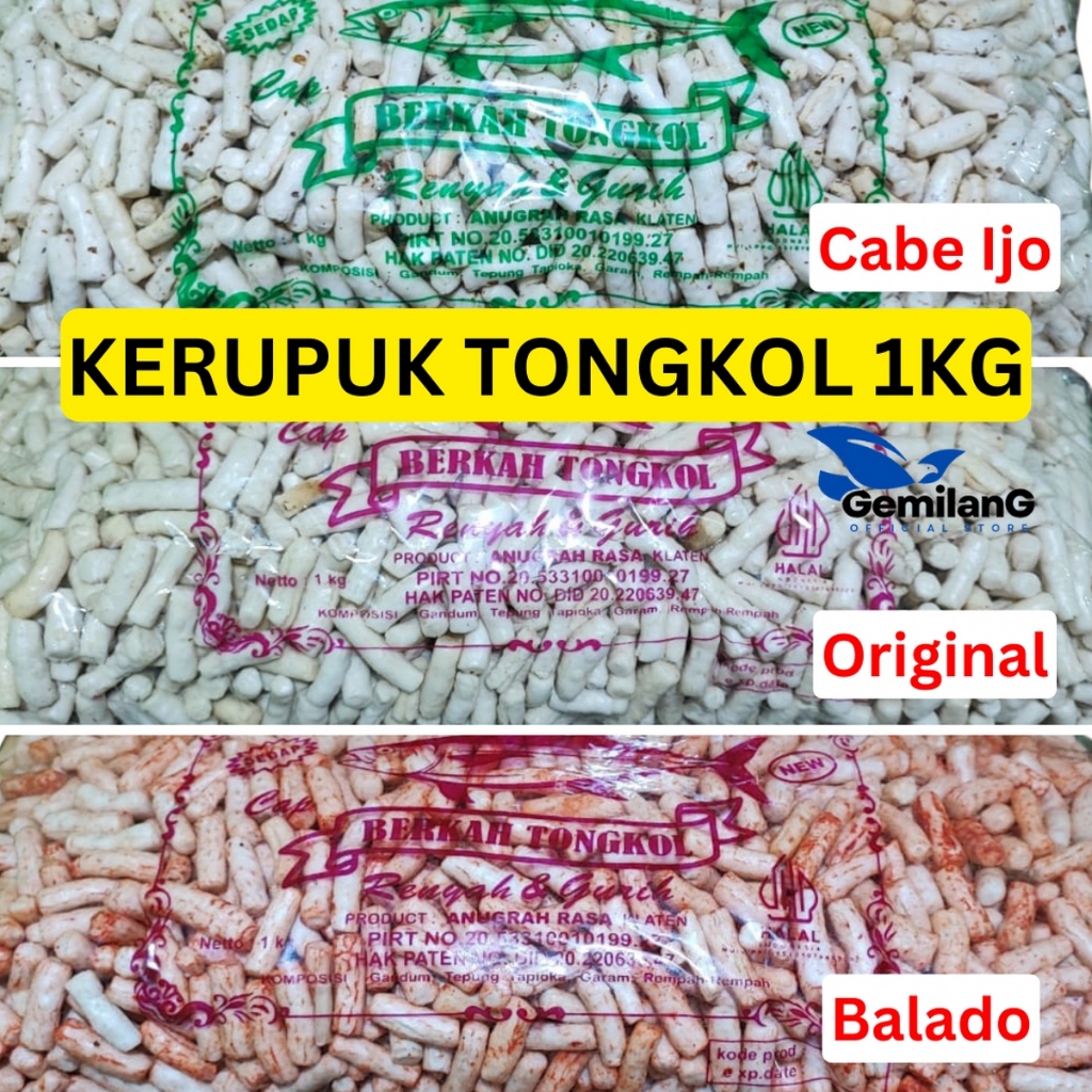 

1Kg/Ball Kerupuk Stik Tongkol Rasa Original Cabe Ijo dan Balado Gurih Renyah Kerupuk Ikan