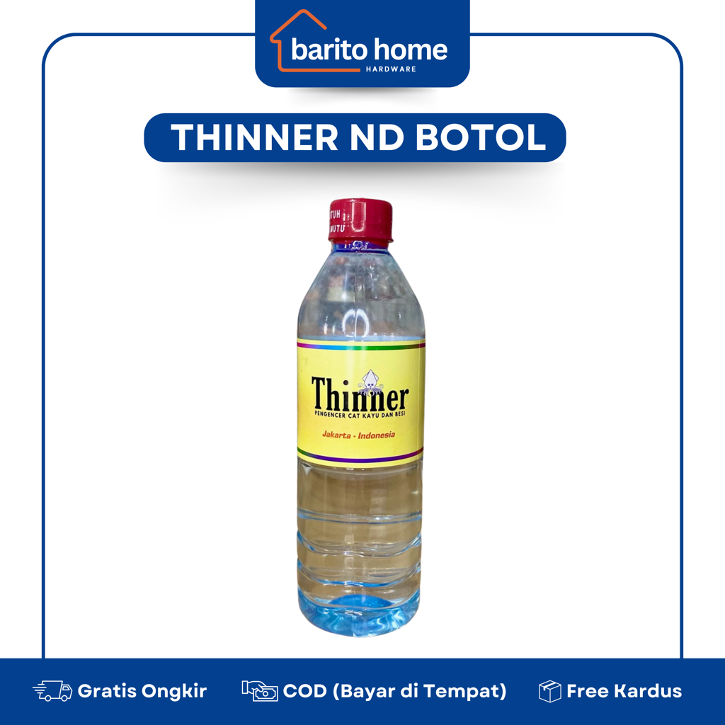 Thinner ND Krakken Pengencer Cat Kayu dan Besi Botol Plastik (Tidak Penuh) 400-500 ML Thiner Tiner C