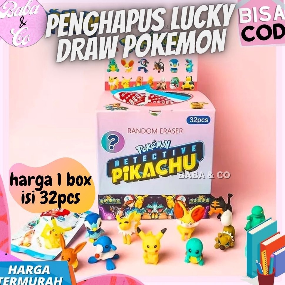 

PENGHAPUS POKEMON 1 BOX 32 pcs PENGHAPUS MISTERI LUCKY BOX POKEMON COD KODE D8W3