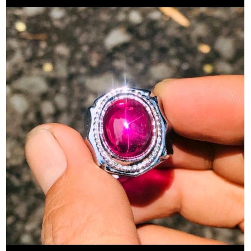 Batu permata Amerika star ring alpaka size kantoran