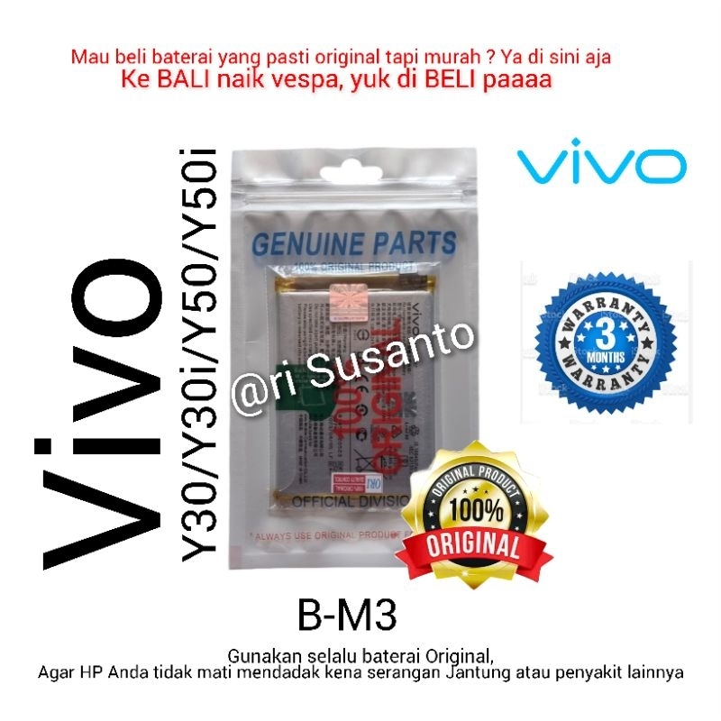 Baterai Vivo Y40/Y30i/Y50/Y50i BM3 B-M3 Asli (Original 100%) batere batre batrai battery