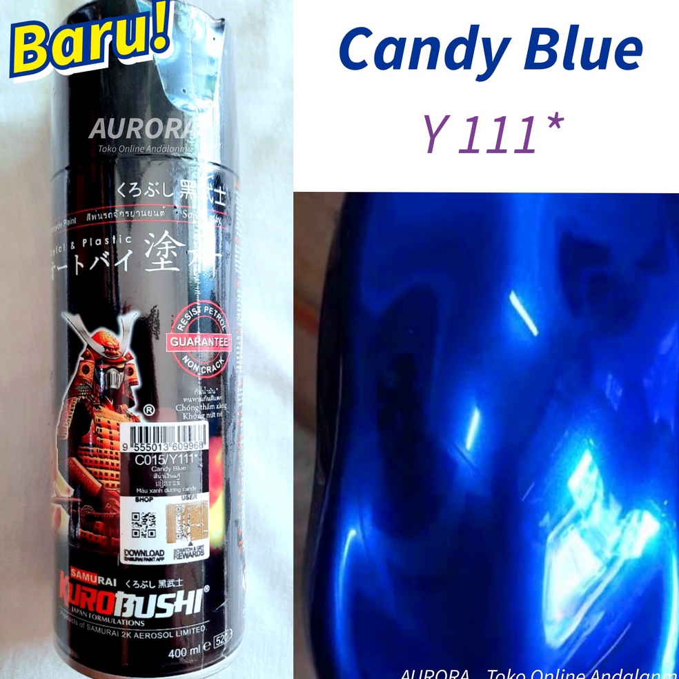 

Samurai Paint Candy Blue Y111 Candytone Biru Pilox Samuray Pilok Pylox 4cc 4ml w P8V2