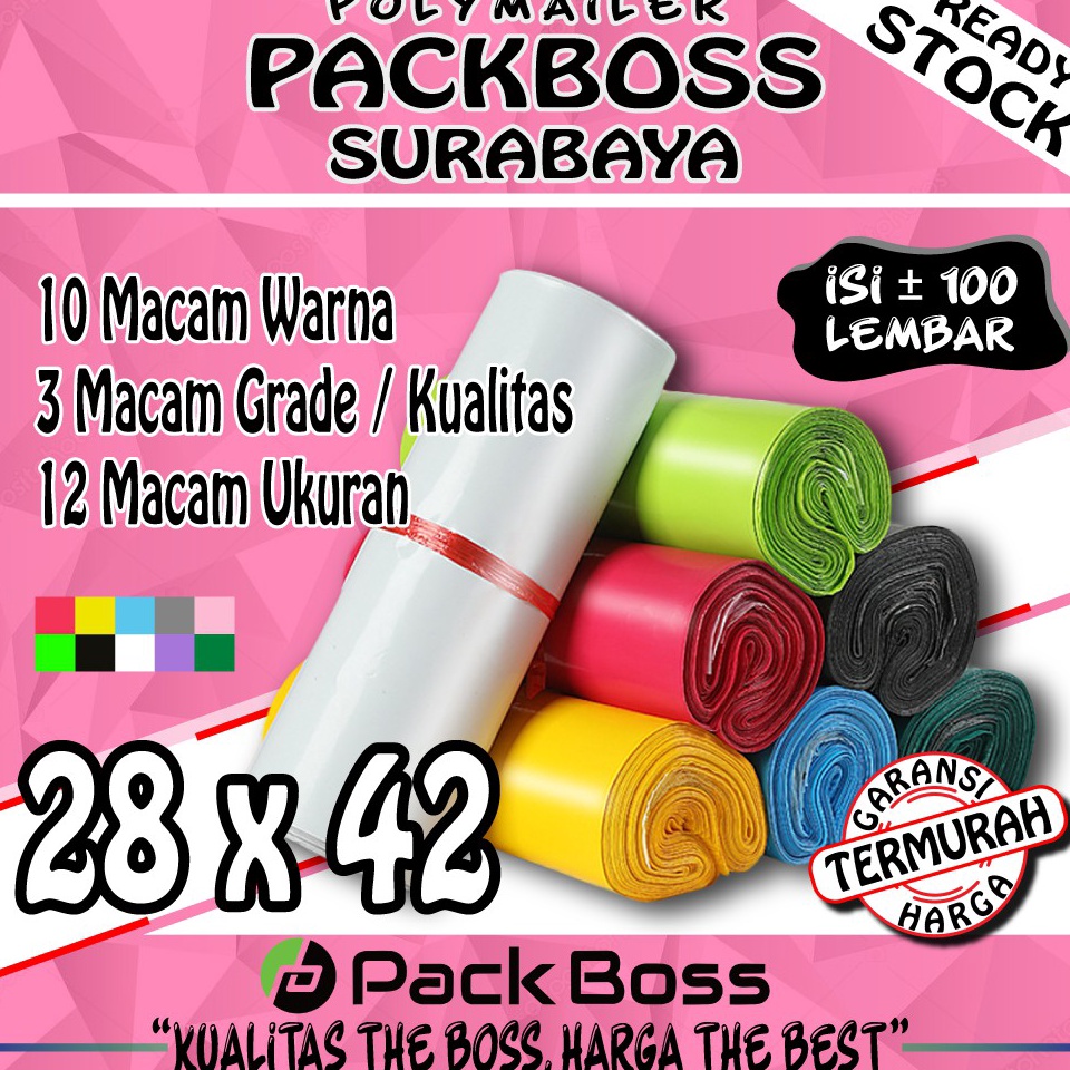 

POLYMAILER PACKBOSS 28x42 ISI 1 LEMBAR TEBAL 6 mc KUALITAS BOSS HARGA TERMURAH b L5M4