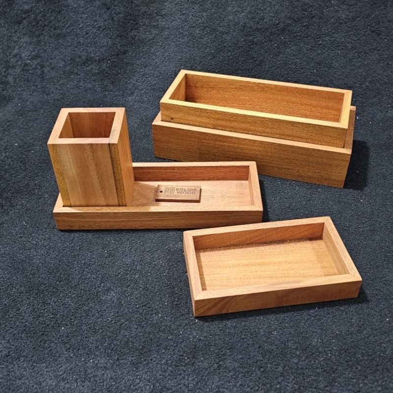 

Kotak kayu serbaguna tempat pulpen ballpoint pensil sendok wood organizer 100% kayu solid