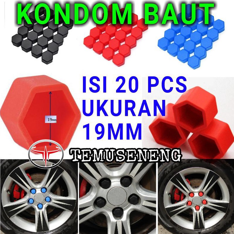 Kondom Baut Mobil 1 Set Isi 2 19Mm Velg Mobil Tutup Baut Cover Silikon Lugnut Karet Murah k K2W2