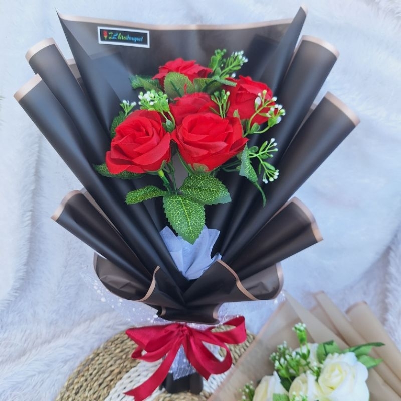 buket mawar 6 tangkai artifisial premium besar | buket mawar wisuda premium | buket mawar anniversar