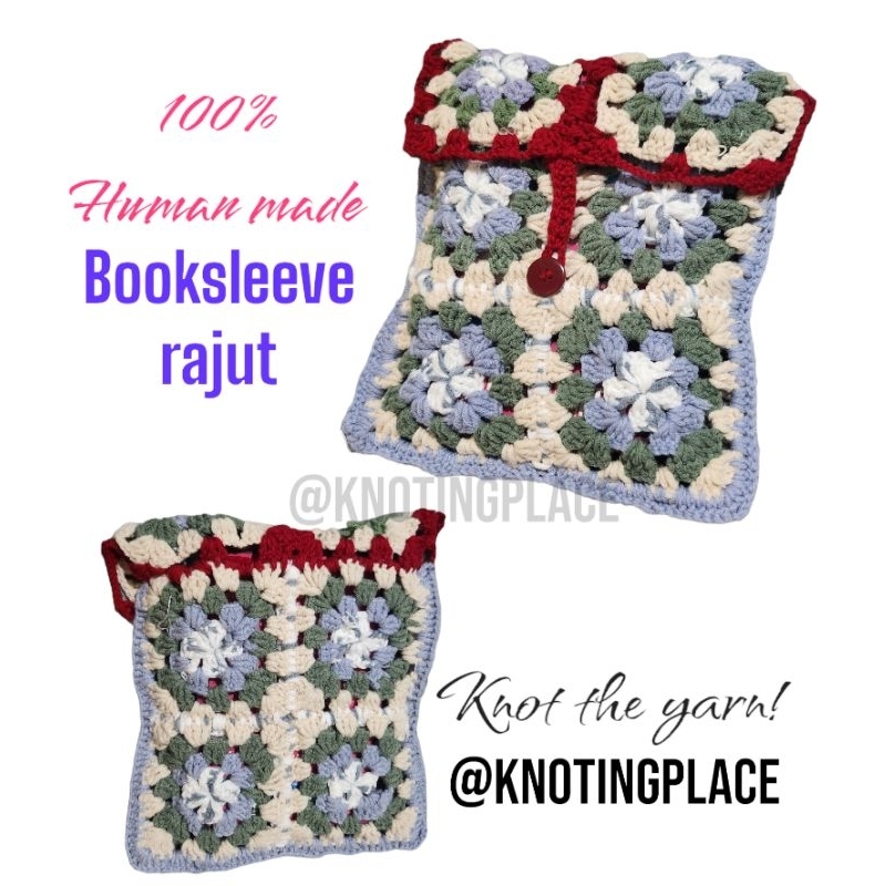 

Handmade booksleeve rajut atau sarung buku rajut